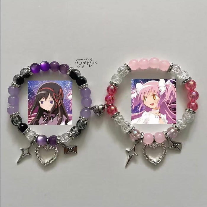 Wholesale bat guitar love butterfly IP love magnetic attraction men and women couples bracelet elastic bracelet