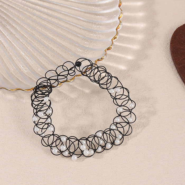 Wholesale 2pcs pearl fishing line tattoo choker necklace