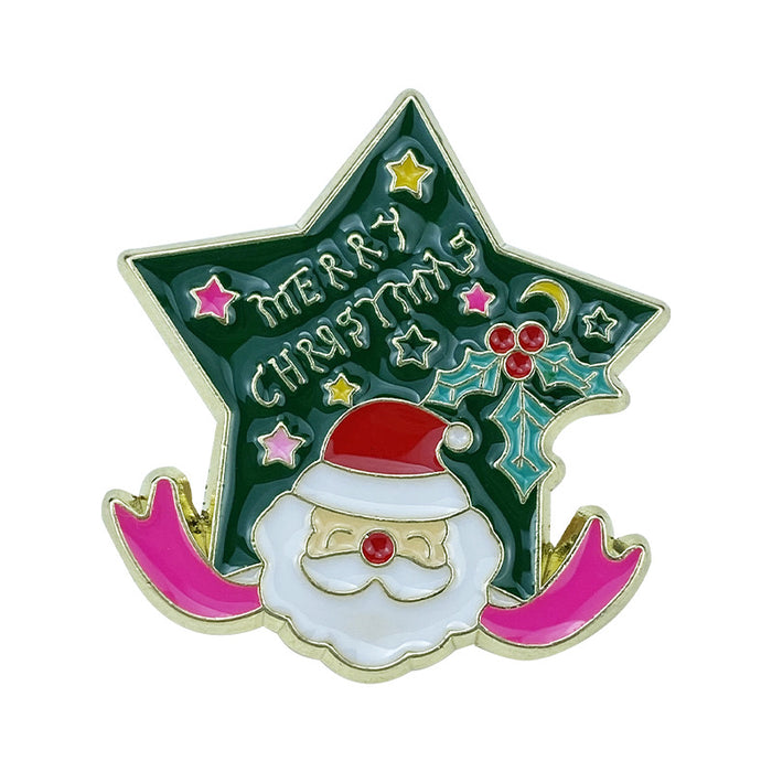 Wholesale Alloy Christmas Brooch Pin Snowman Elk Santa Tree Design Stylish Jewelry Accessory For Clothing Bags MOQ≥2
