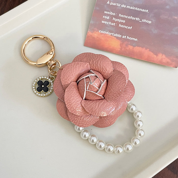 Wholesale Camellia Pearl Diamond Keychain JDC-KC-CH112
