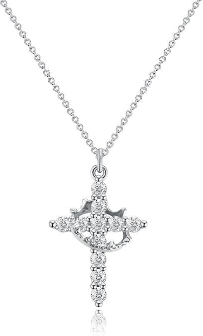 Wholesale Cross full diamond necklace electroplated crown zircon collarbone chain
