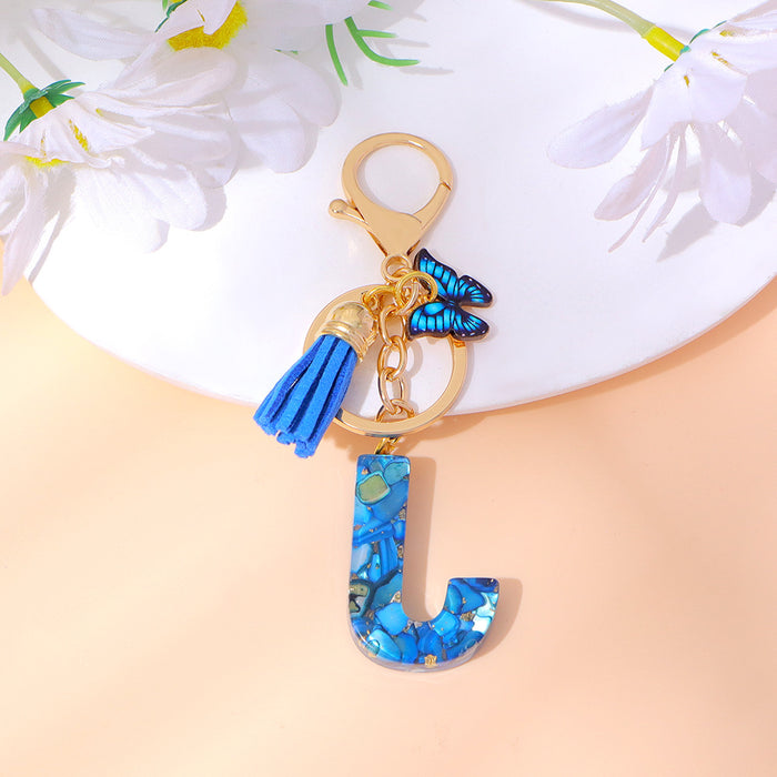 Wholesale Letter Keychain Tassel Butterfly Girl Bag Pendant