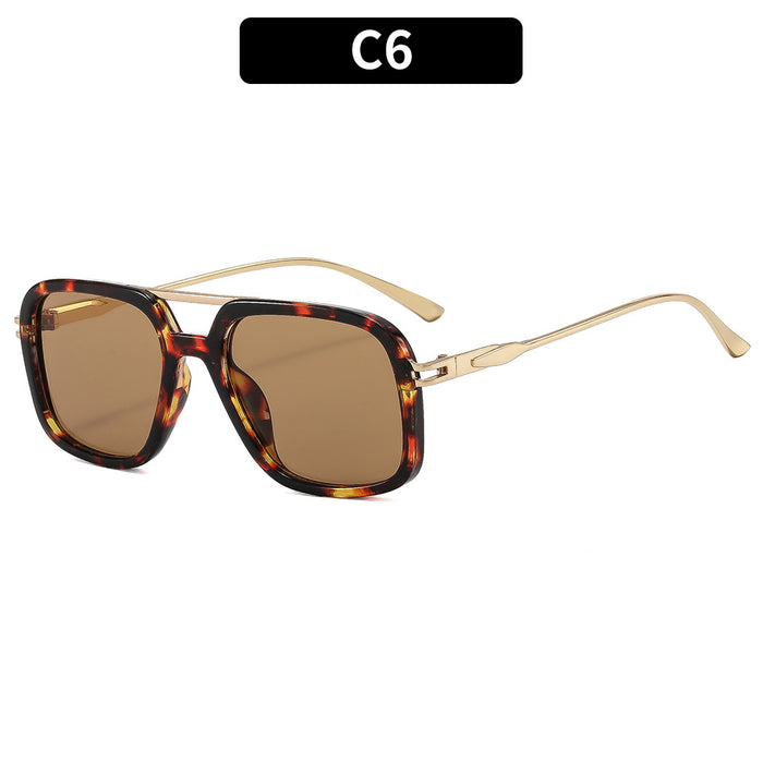 Wholesale Chic Retro Double Bridge Sunglasses for Women UV400 Large Frame Black Gray Sun Protection Fashion Accessory