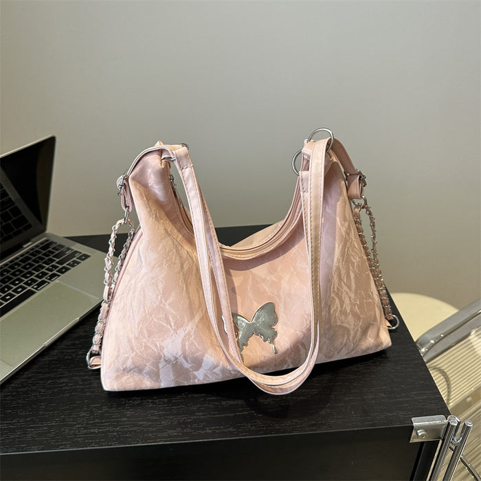 Wholesale Embroidered Butterfly PU Casual Soft Surface Large Capacity Crossbody Shoulder Bag JDC-SD-HZD045