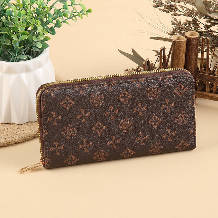 Wholesale PU Leather Long Wallet with Retro Print Design Large Capacity MOQ≥3