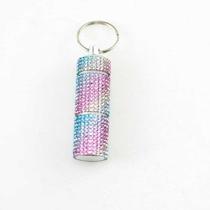 Wholesale Alloy Diamond Mini 2-section Pill Bottle Keychain JDC-KC-TouMS057