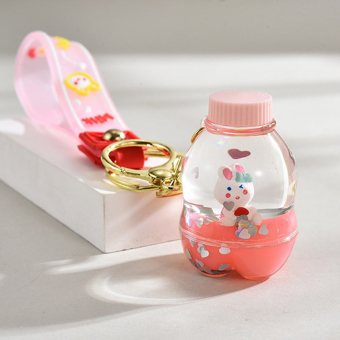 Wholesale Quicksand Bottle Cartoon Kitten Keychain
