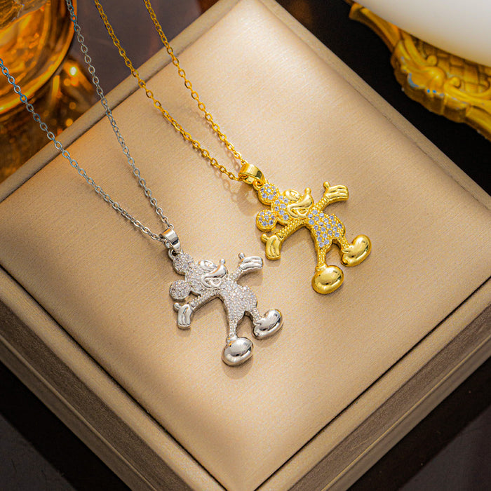 Wholesale Cartoon Titanium Steel Micro-Inlay Pendant Necklace JDC-NE-OBK006