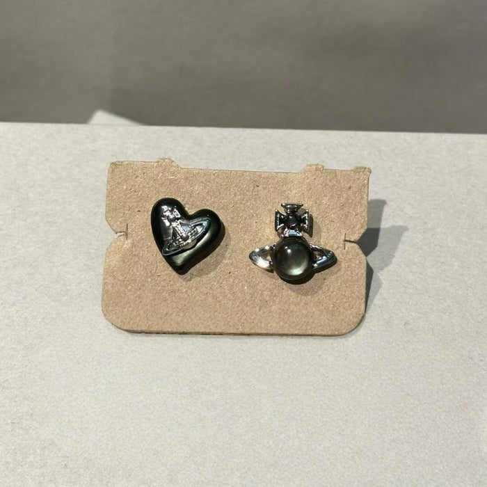 Wholesale Silver Needle  Asymmetric Saturn Earrings Women's Earrings