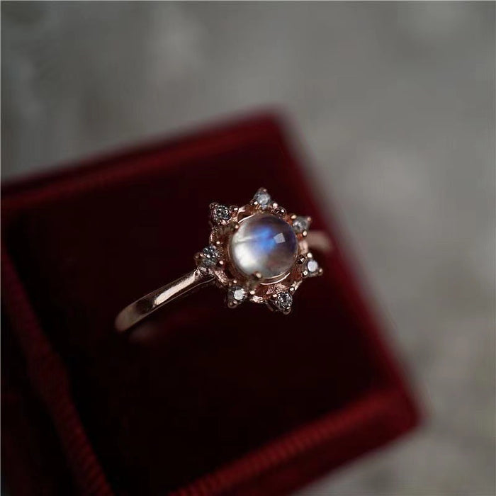 Wholesale New Moonstone Open Ring Shining Crystal Rose Gold