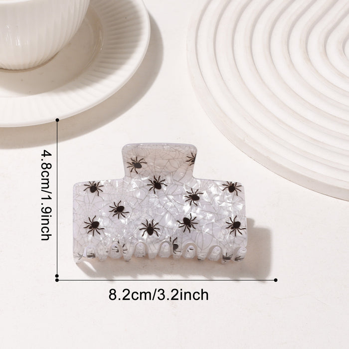 Wholesale Acrylic Hair Claw Clip For Women Ghost Skull Print Orange Black