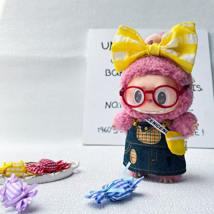 Wholesale handmade fabric  cute cloth Denim strap skirt casual shirt three-piece set