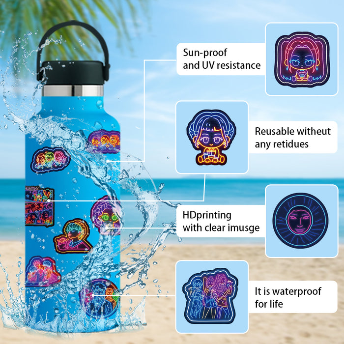 Wholesale 50 Kpop Hunter Girl Group Stickers Night Neon DIY Graffiti Personalized Cross-Border Creative Car Stickers