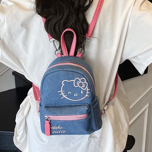 Wholesale New cute printed backpack, new denim handbag, student backpack