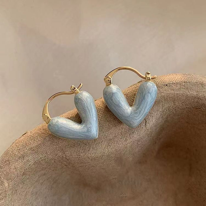 Wholesale Oil Drop Light Luxury Heart Shaped Ear Clip Earrings JDC-ES-Qik002