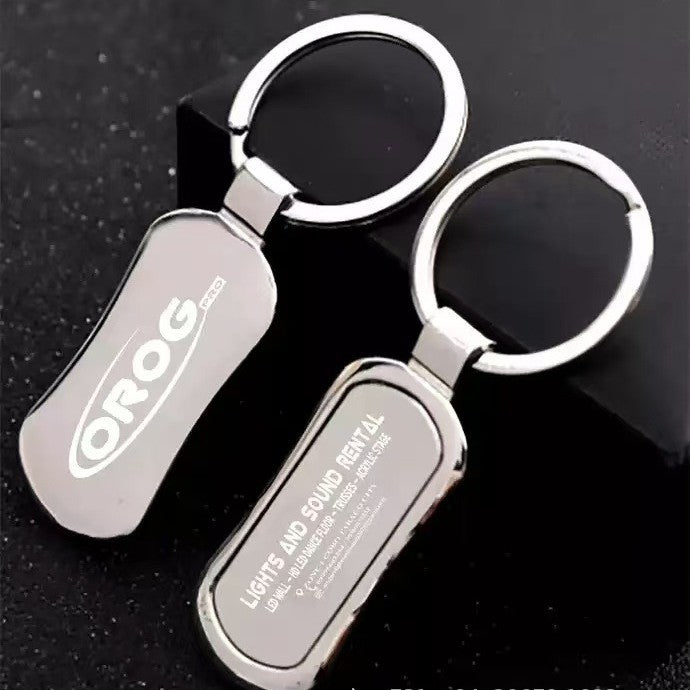 Wholesale Fashionable zinc alloy single row keychain, car anti loss keychain pendant, blank hanging tag, double-sided laser drip adhesive