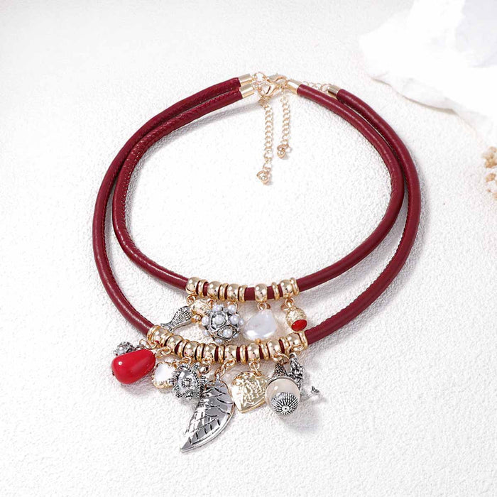 Wholesale 2-piece Alloy Imitation Pearl Fish Geometric Pendant Necklace Versatile