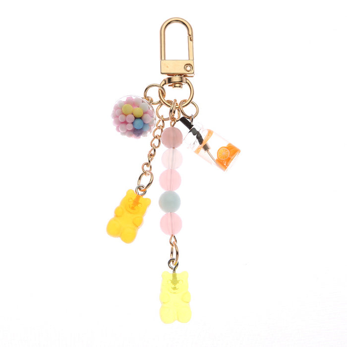 Wholesale Crystal Rainbow Candy Bear Keychain Cute Bag Charm Car Key Accessory for Youth