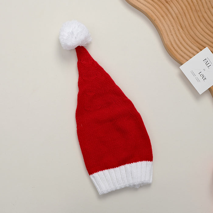 Wholesale Red and White Christmas Hat Bell Christmas Hat Color Matching Fur Ball Woolen Hat  Knitted Hat