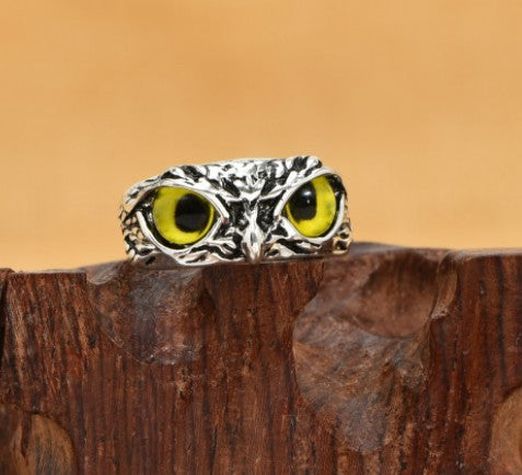 Wholesale Adjustable Evil Eye Owl Metal Ring JDC-RS-Lanx003