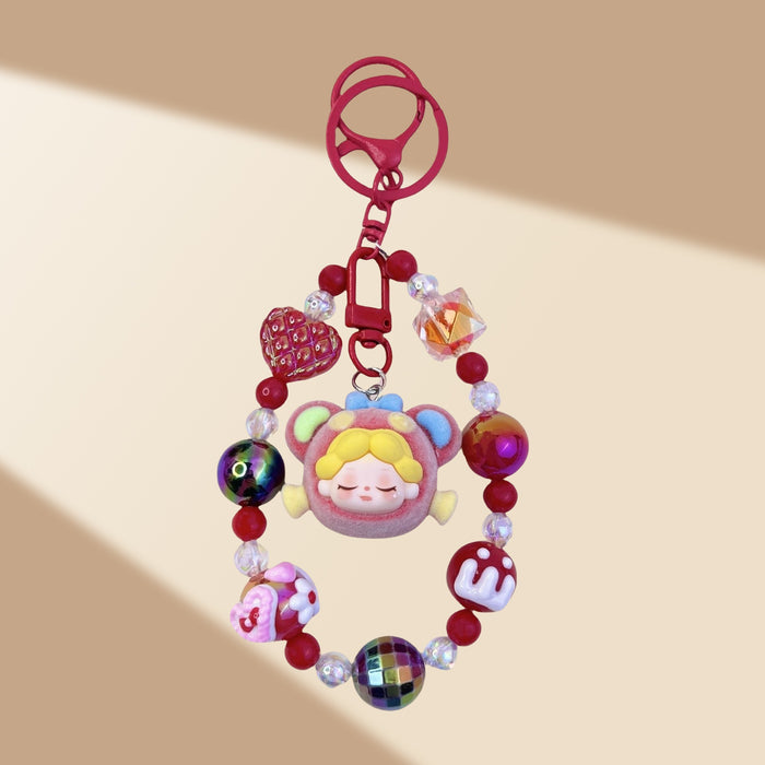 Wholesale Flocked Wizard Beaded Keychain