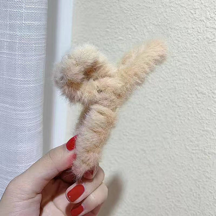 Wholesale Large plush claw clip,  brown color