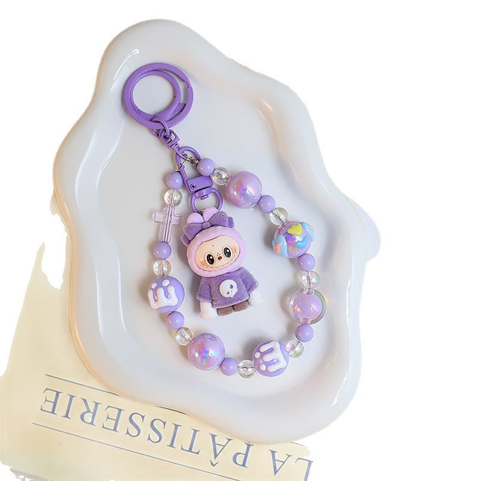 Wholesale Flocking Variable  Keychain Doll Pendant Cute Silicone Cute Blind Box Bag Bead Chain Pendant Accessories