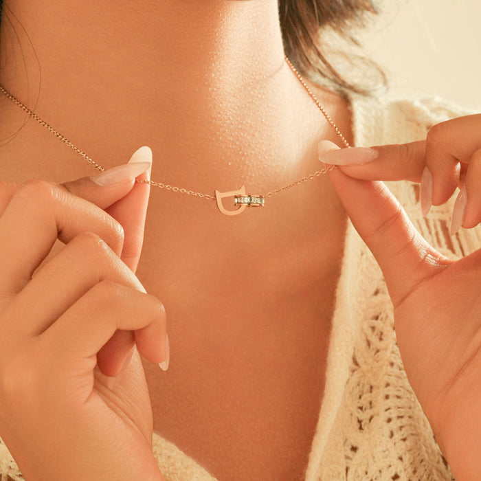 Wholesale New diamond studded D-letter necklace, light luxury, simple and fashionable, versatile titanium steel