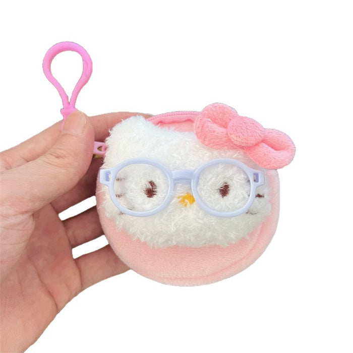 Wholesale 3D Cat Plush Mini Wallet with Glasses