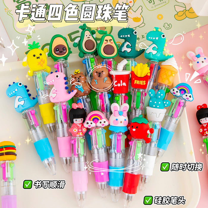 Wholesale Four-Color Ballpoint Pens Soft Rubber Cap  Pumpkin/ Skull/ Bat Designs