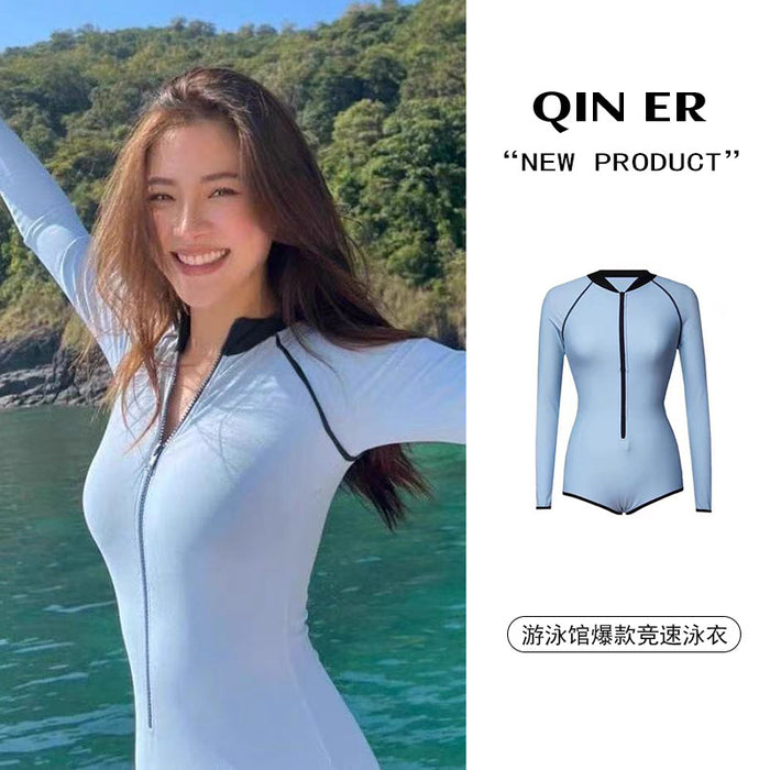 Wholesale Swimwear women's one-piece sports long sleeve small water with sunscreen conservative slim swimming suit hot spring