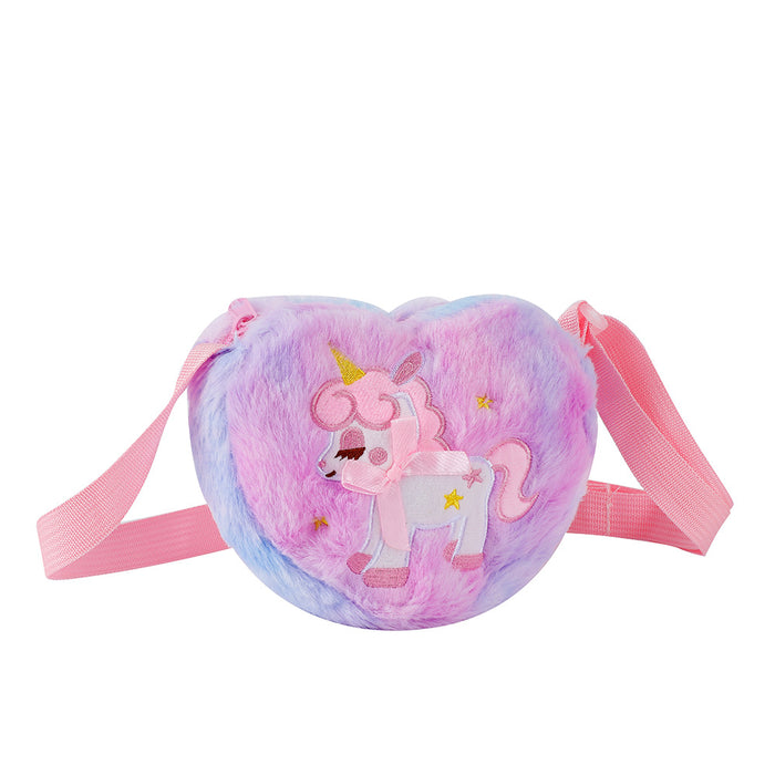 Wholesale Love Unicorn Crossbody Bag Children' s Cute Stuffed Bag Little Girl Cartoon Shoulder Bag