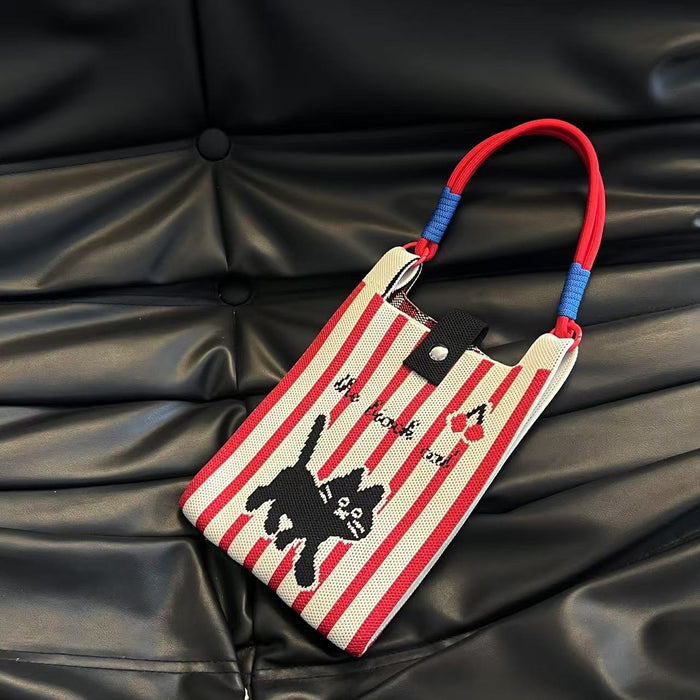 Wholesale Mobile phone bag cartoon knitted bag dopamine color matching handbag niche versatile shoulder crossbody bag