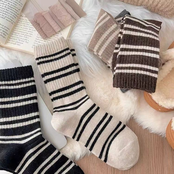 Wholesale Socks, mid length socks, striped socks, thick and warm, outer sports socks