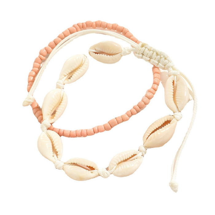 Wholesale Bohemian Shell Woven Anklet Set Fashion Accessory