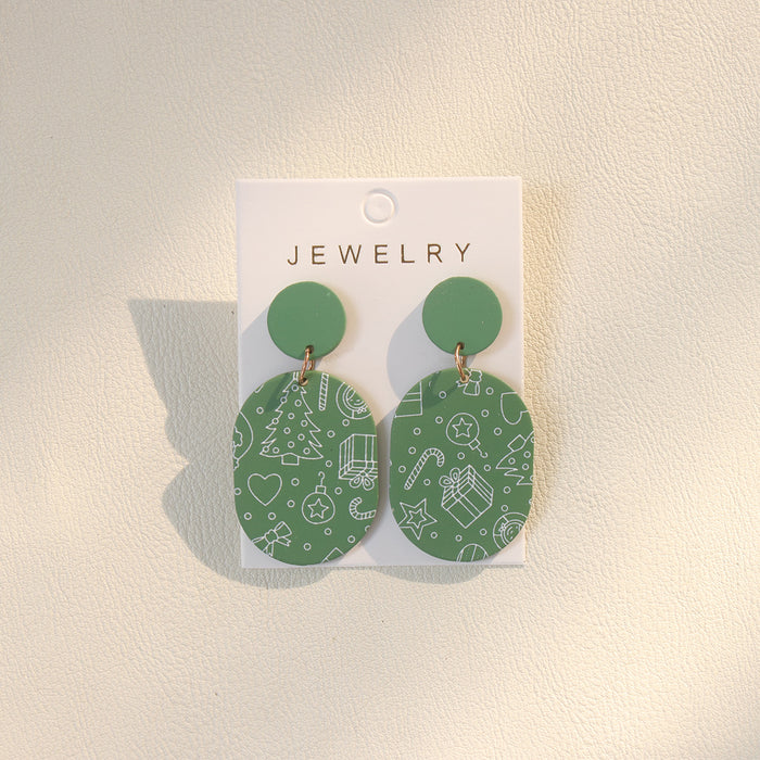 Wholesale Christmas Cane Snowflake Graffiti Acrylic Drop Earrings