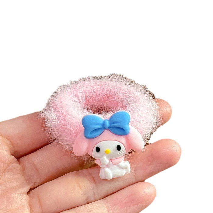 Wholesale Candy Color Cute Cartoon Hair Band Hair Ring Does Not Hurt The Hair Children's Rubber Band Female Low Ball Head Plush Hair Band JDC-HS-Wangl003