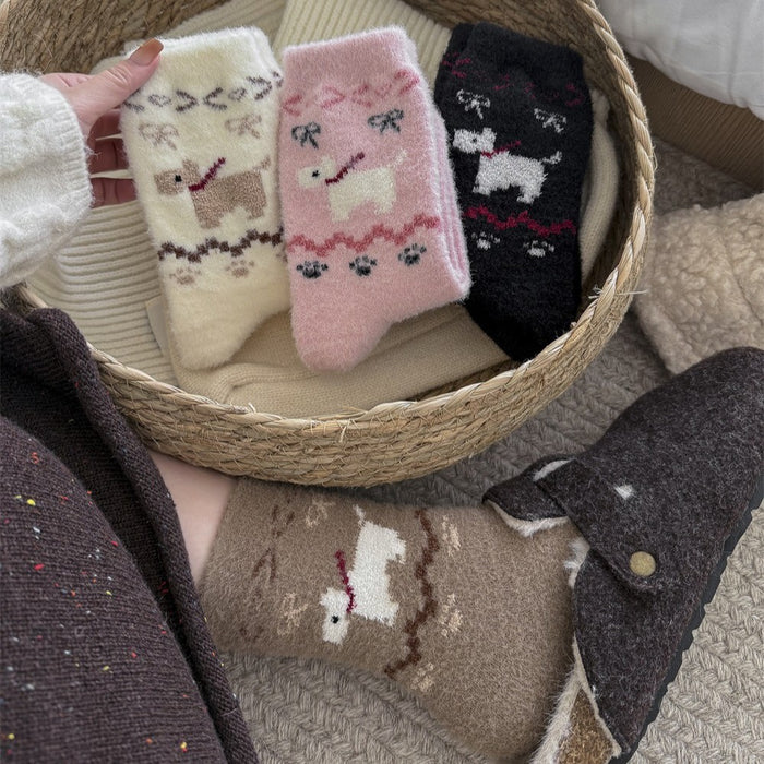 Wholesale Socks for children, thick and warm cartoon dog plush sleeping socks