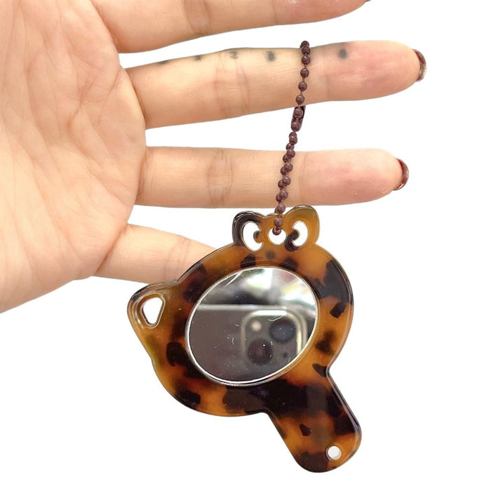 Wholesale Cartoon cat acetate leopard print makeup mirror keychain