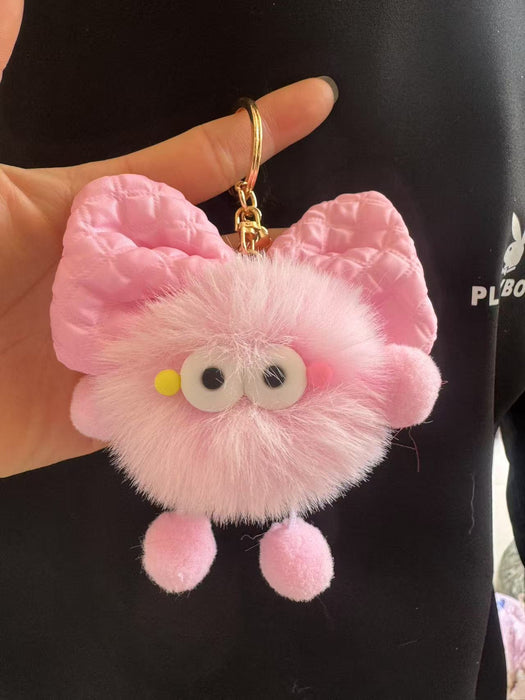 Wholesale Cute plush butterfly knot charcoal ball pendant keychain