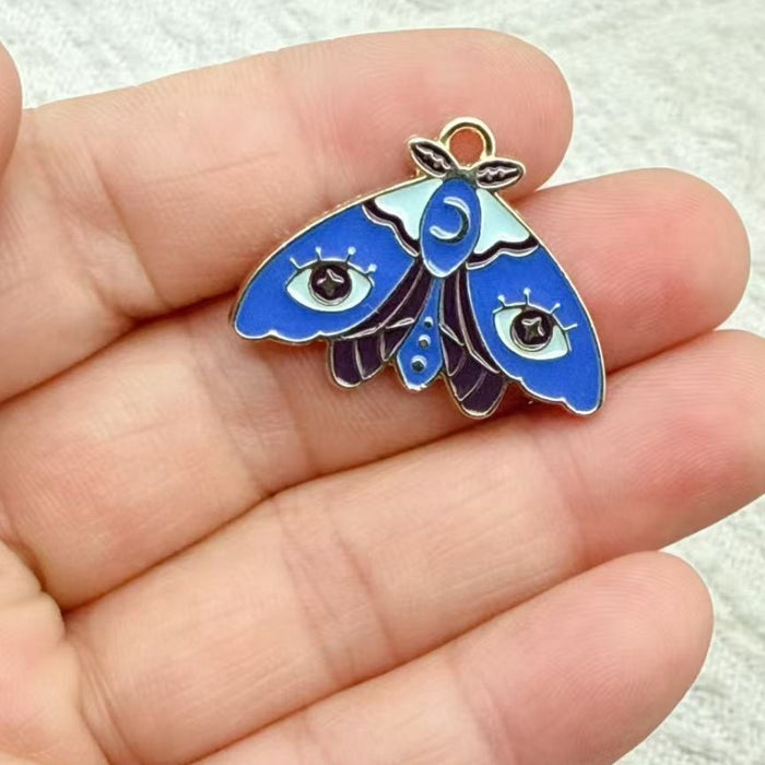 Wholesale 10pcs Colorful Alloy Butterfly and Moth DIY Bracelet Necklace Keychain Pendant