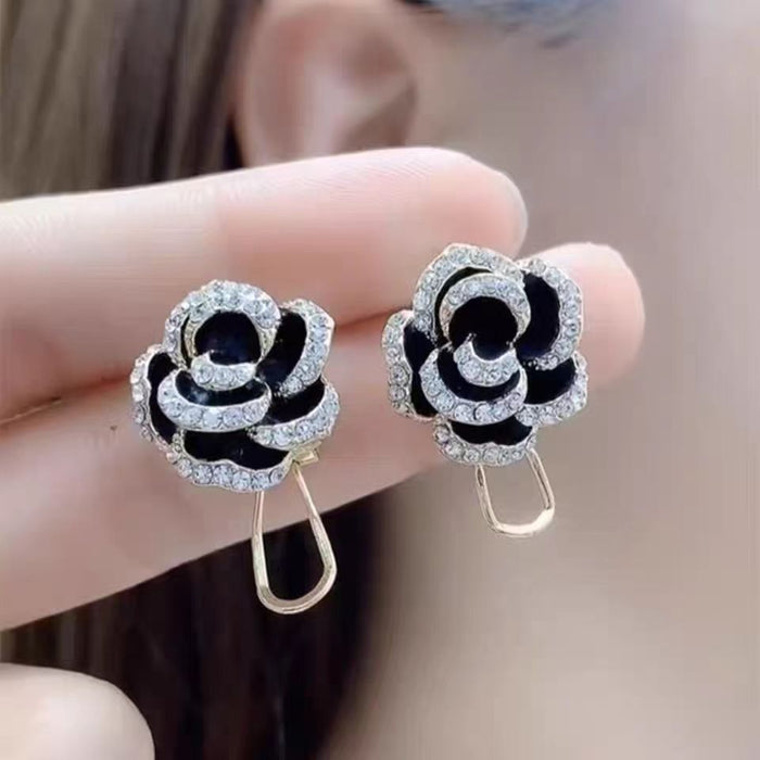 Wholesale Camellia Ear Clip Alloy Earrings JDC-ES-Chengx013