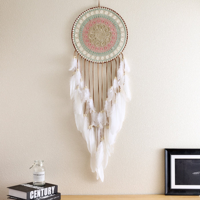 Wholesale Colorful Woven Round Feather Tassel Dream Catcher JDC-DC-ZH030