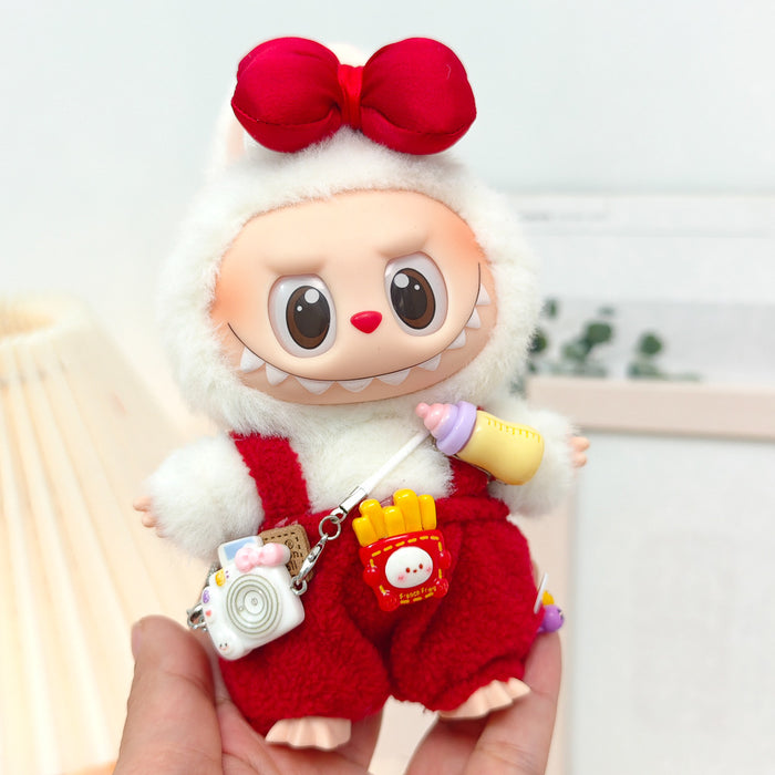 Wholesale Sitting 15cm Party Clothes Mini Doll Clothes Sweet Pink Strap Pants