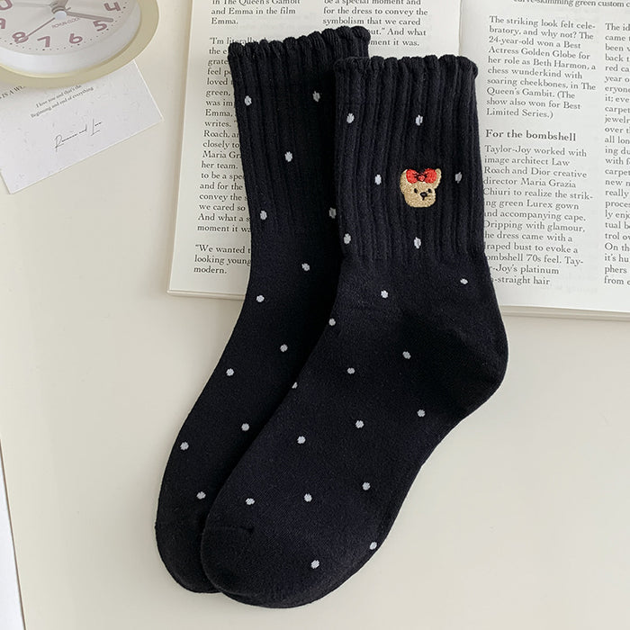 Wholesale Socks cartoon teddy bear mid tube socks thin and cute pile socks