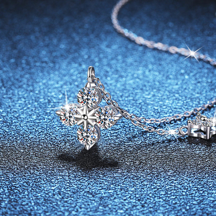 Wholesale Pure silver necklace pendant with a high-end feel, featuring a clover collarbone chain necklace