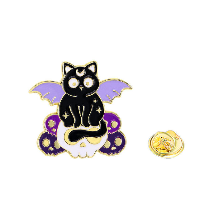 Wholesale Oil dripping alloy brooch black cat magician cat small animal schoolbag accessories clothes decoration cartoon badge