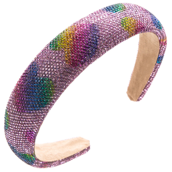 Wholesale Valentine' s Day super sparkly rhinestone-encrusted wide headband with heart pattern