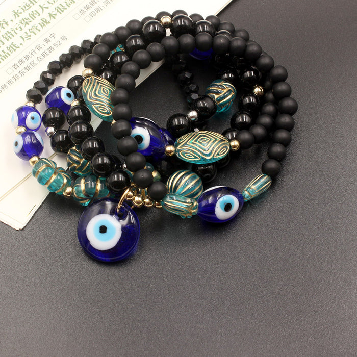 Wholesale Black crystal beads high-end men's bracelet with devil's eye bracelet