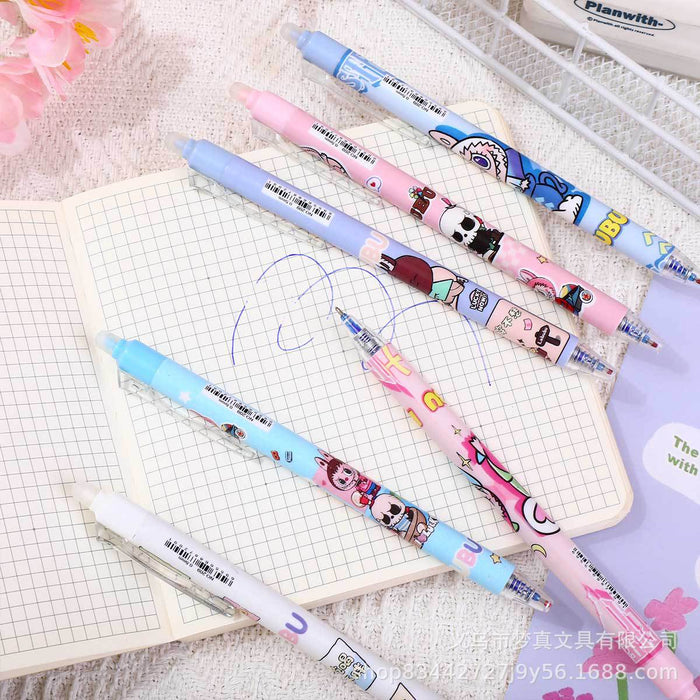 Wholesale Push-to-erasable pen crystal blue quick-drying erasable gel pen cartoon cute heat-erasable pen